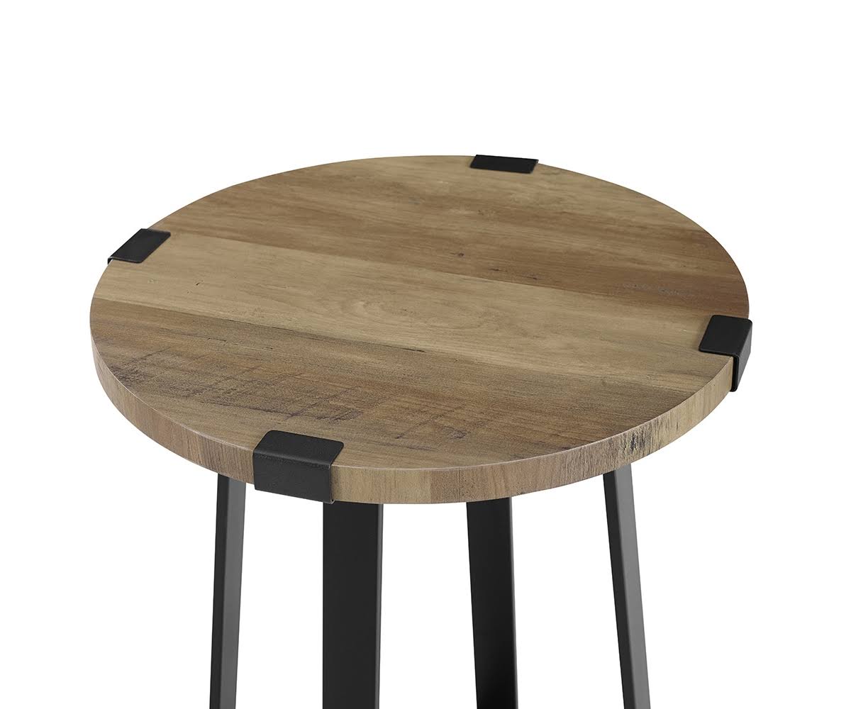 18x22 Metal Wrap Round Side Table - Rustic Oak - Rustic Oak