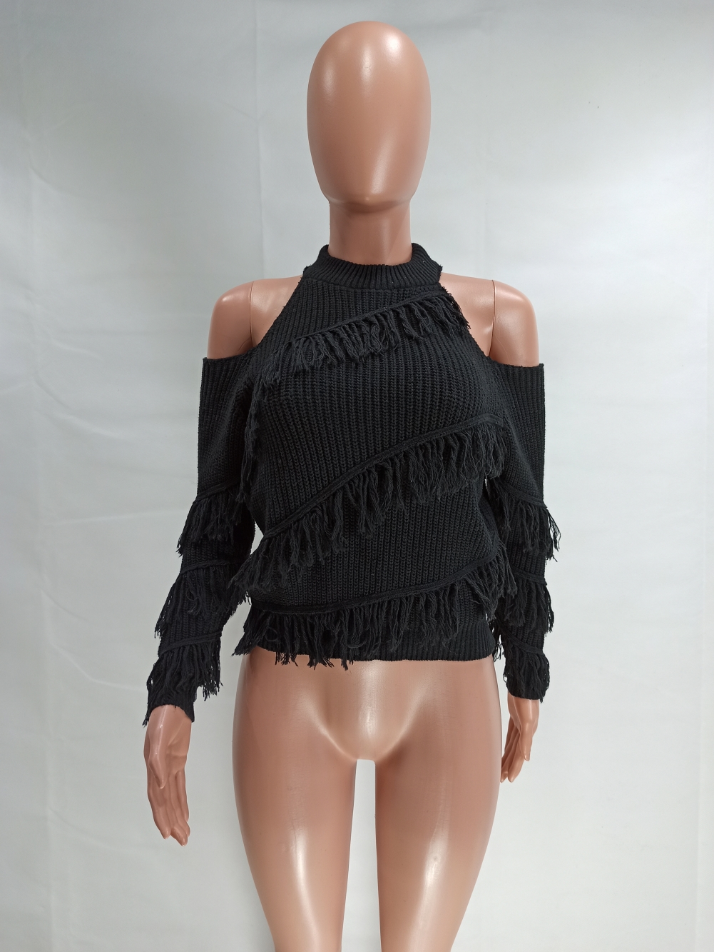 Cut Out Shoulders Plush Sweater Top