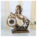 GZHK Horse Shape Table Clock European Vintage Silent Mantel Clock Room Decor Resin 41cm Tall for Living Room Office
