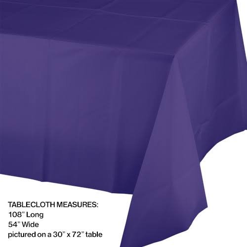 Creative Converting 01287 Purple Plastic Tablecover 54 x 108 Solid (Case of 12)