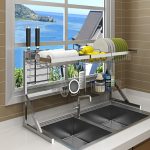 Over Sink Dish Drying Rack Kitchen Drainer Shelf for Dishes Bowl Stainless Steel Storage Counter Organizer