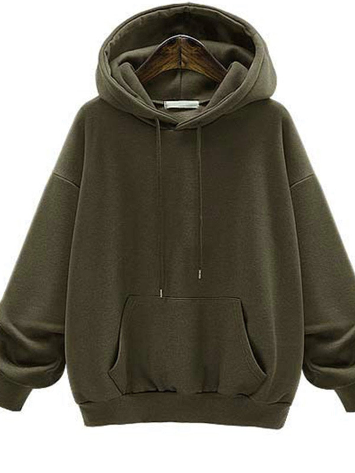 Solid Color Pocket Thicken Hooded Sweatshirt