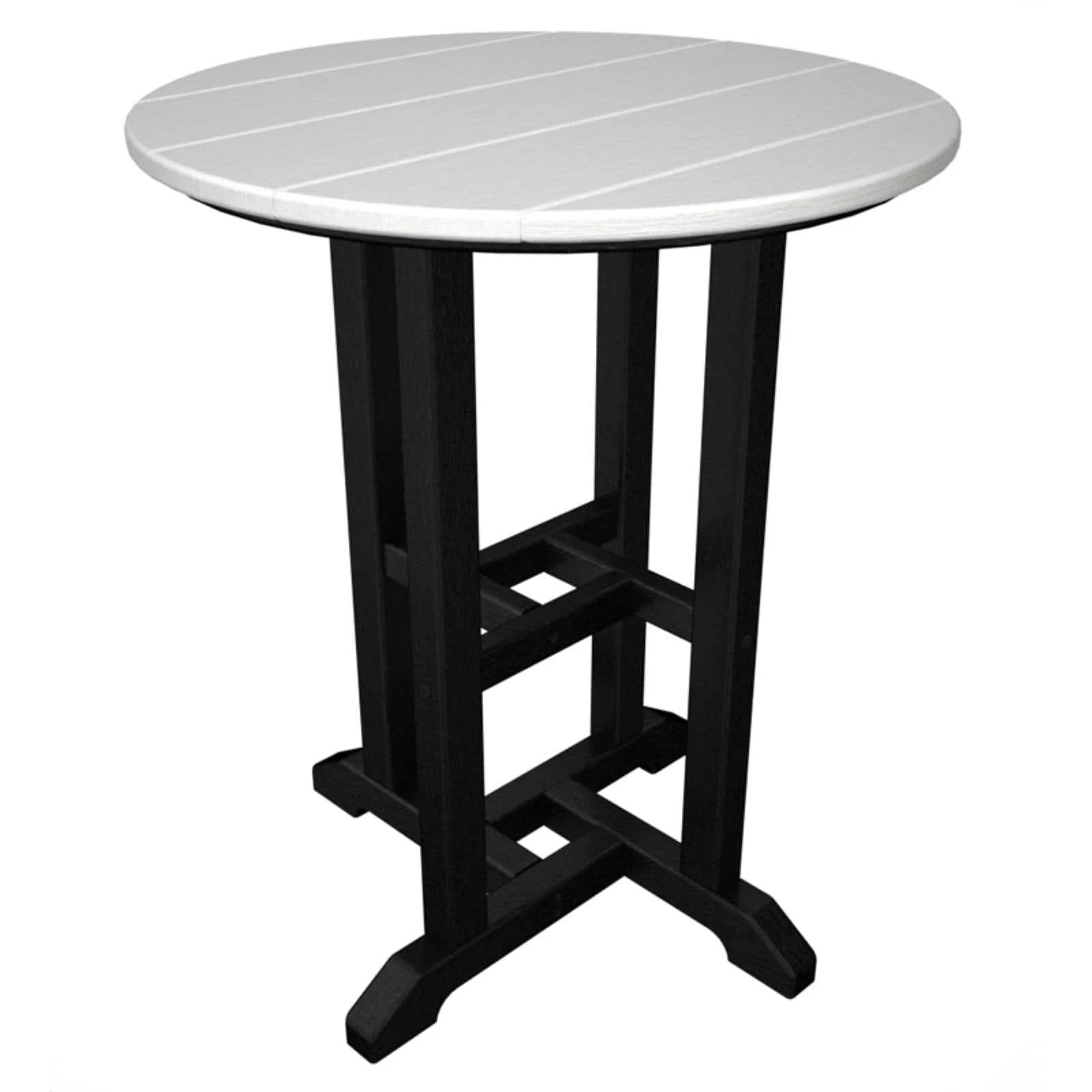 POLYWOOD Contempo 24x22 Round Dining Table - Black - Pacific Blue
