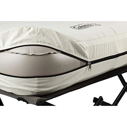 Coleman Twin Airbed Folding Cot with Side Table and 4D Battery Pump, White
