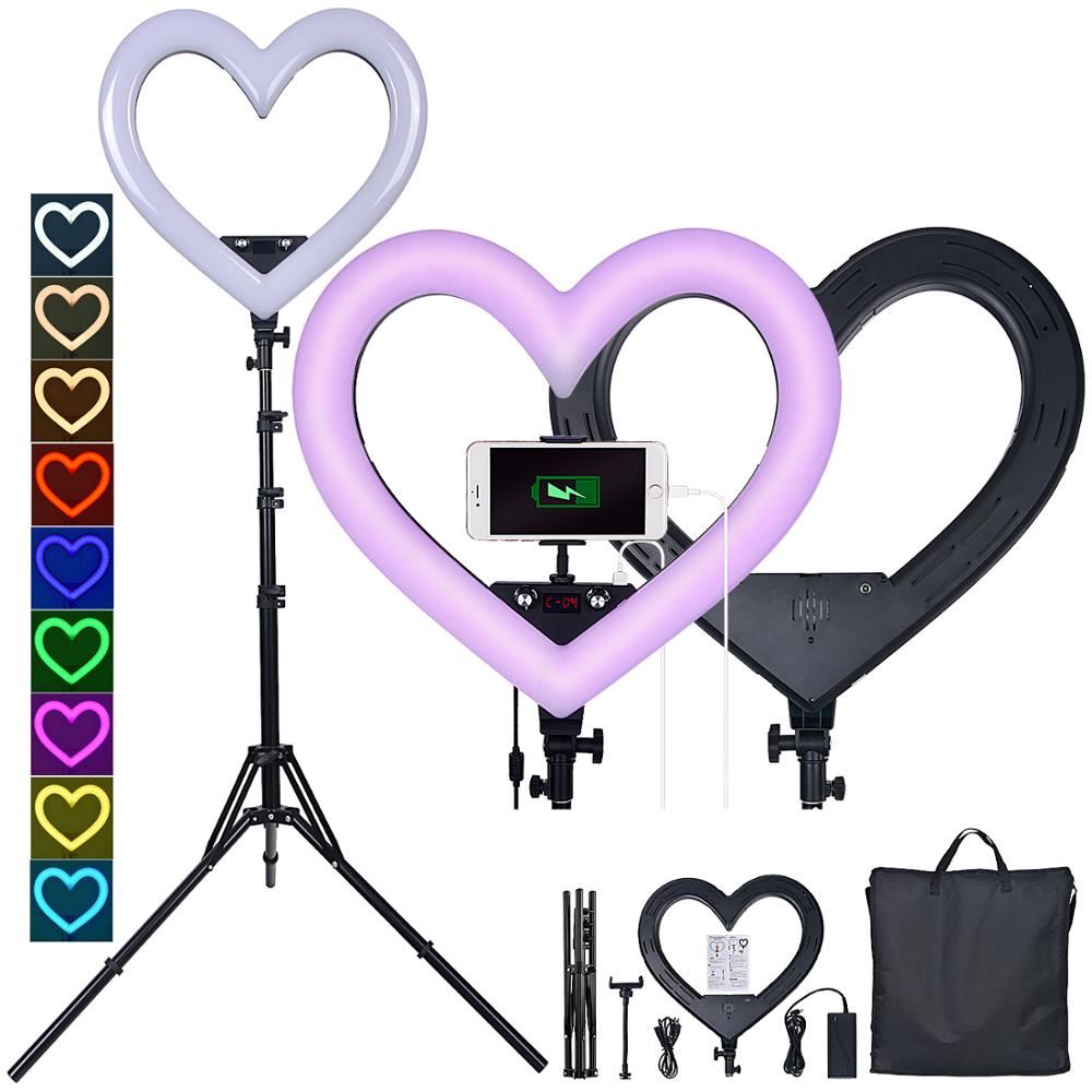 Heart Shape Ring Light Led Photographic Lighting Lamp With USB Phone Clip Tripod For Phone
