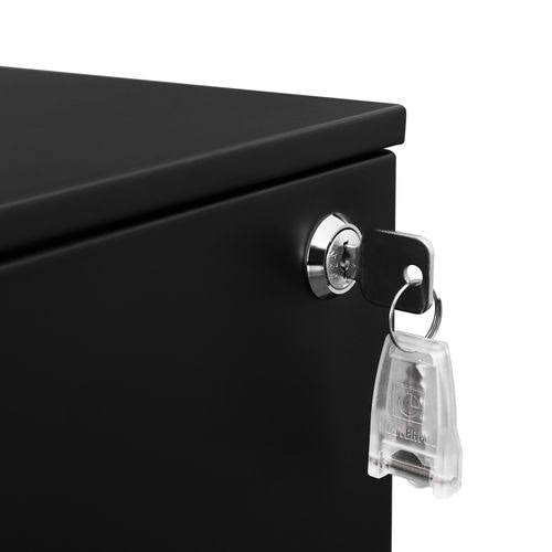 SONGMICS Steel File Cabinet 3 Drawer with Lock Mobile Pedestal Under Desk Fully Assembled Except Casters Black UOFC60BK