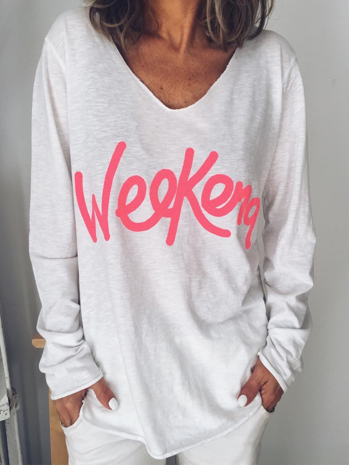 White Casual Long Sleeve Shirts & Tops