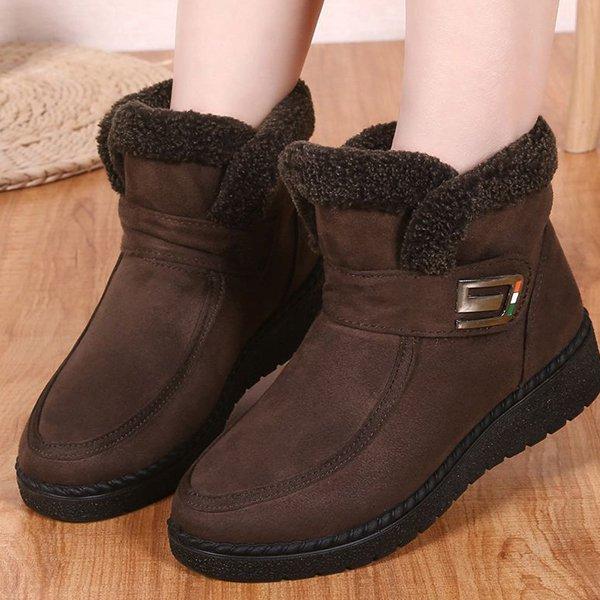 Women's Flat Heel Slip-On Round Toe Warm Booties