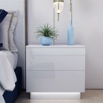 Modern Simplicity LED Nightstand Bedside Table Magazine Cabinet Storage Organizer