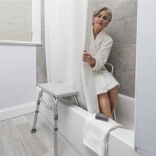 Reversible Hospice Nursing Home Shower Bathtub Transfer Bench with Curtain