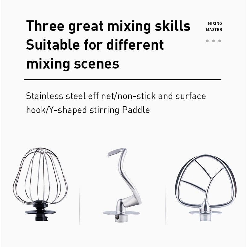 Stainless Steel Bowl Mute Mixer 6-speed Kitchen Food Stand Mixer