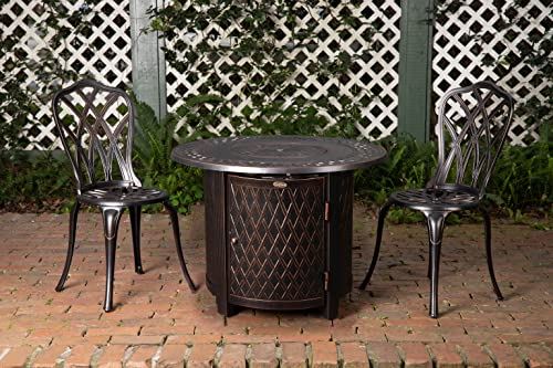 Fire Sense 62988 Wagner Aluminum Round LPG Fire 25000 BTU Pit Table �C Antique Bronze Finish