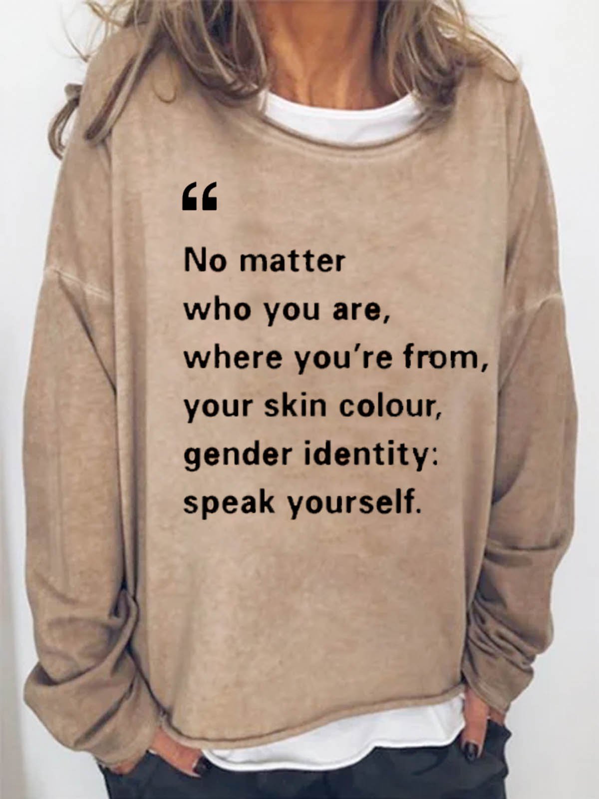 Stop Asian Hate tCasual Long Sleeve Letter Shirts & Tops