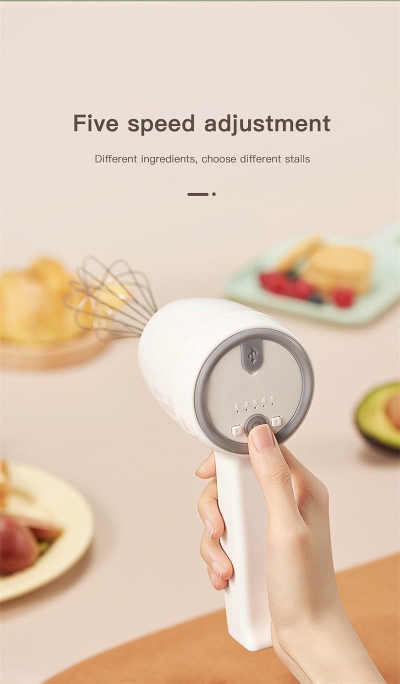 Electric Whisk USB Egg Beater Automatic Whip Whisk Cream Cake Mixer