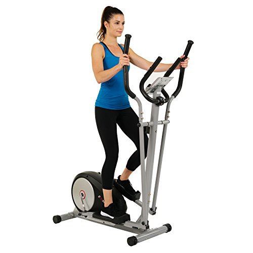 EFITMENT Magnetic Elliptical Machine Trainer w/LCD Monitor for Men and Women- Black  & Silver