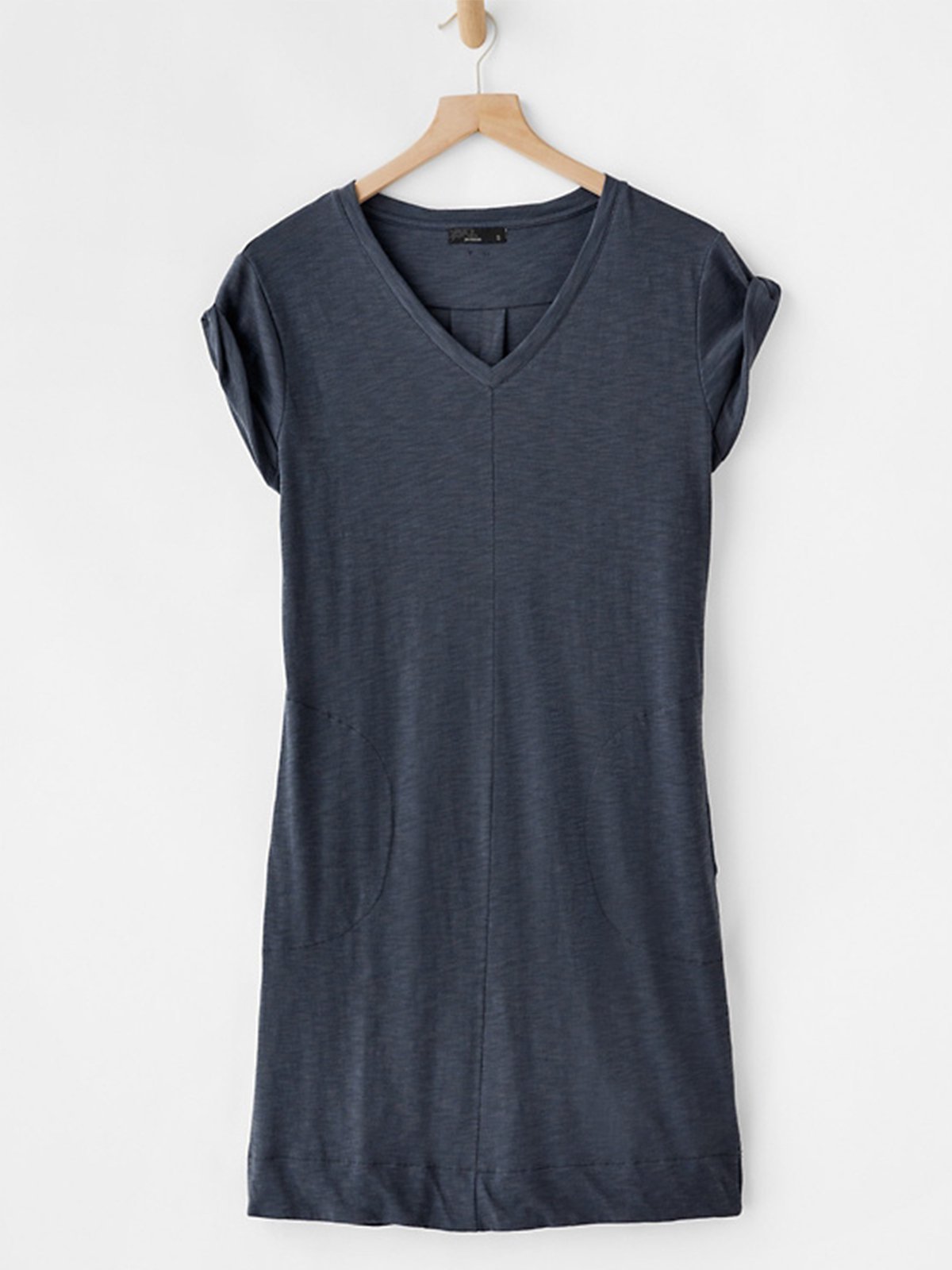 3/4 Sleeve V Neck Solid Dresses