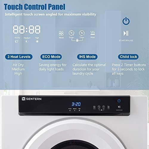 Clothes Dryer, Front Load Compact Tumble Laundry Dryer with Touch
