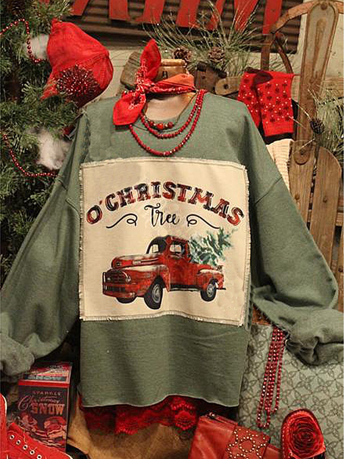 Christmas loose long sleeve printed sweatshirt