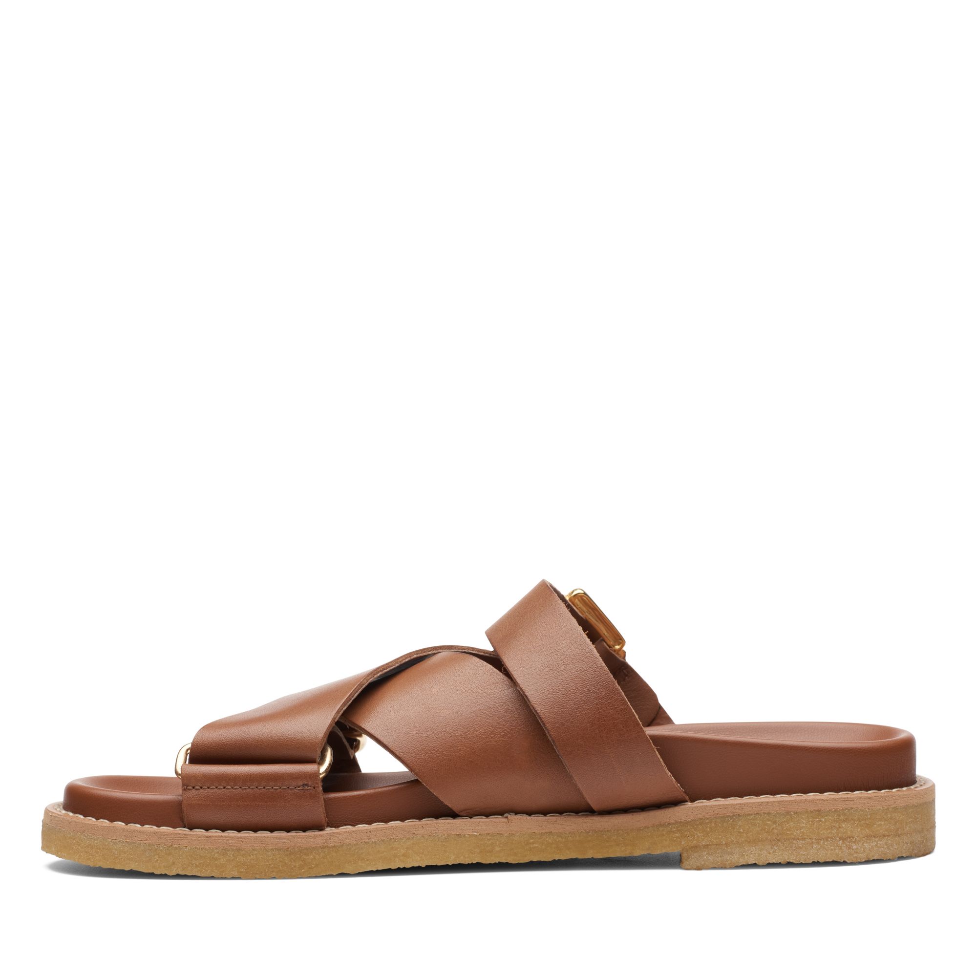Women Sandals Desert Cross Tan Leather