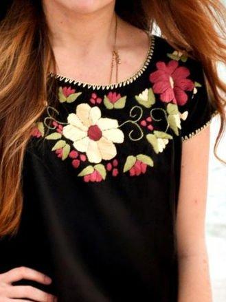 Vintage Crew Neck Shift Color-Block Shirts & Tops