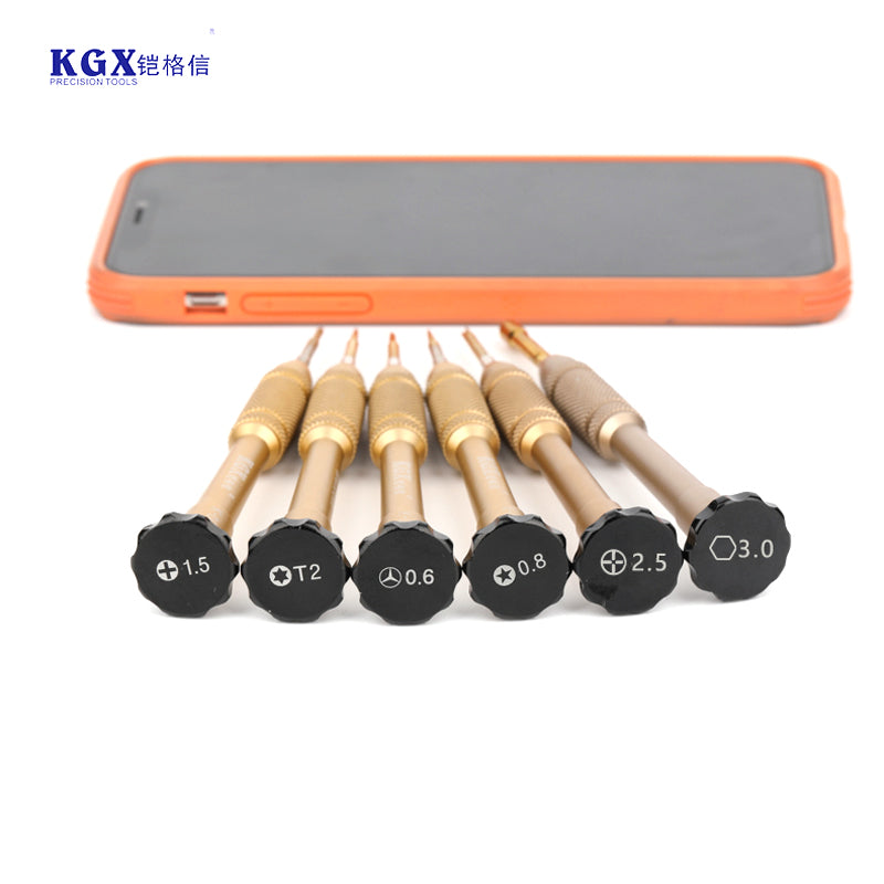 KGX screwdriver gold color set 0.6/0.8/1.5/2.5/3.0/T2 suit for iPhone 5S/6/7/8 tail screw Huawei T2 screw