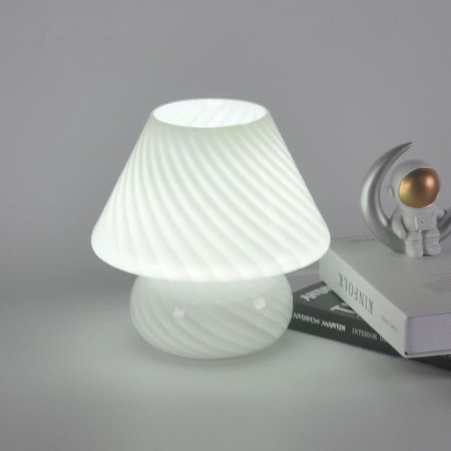 Glass Mushroom Table Lamp Living Room Bedroom Bedside Table Lamp