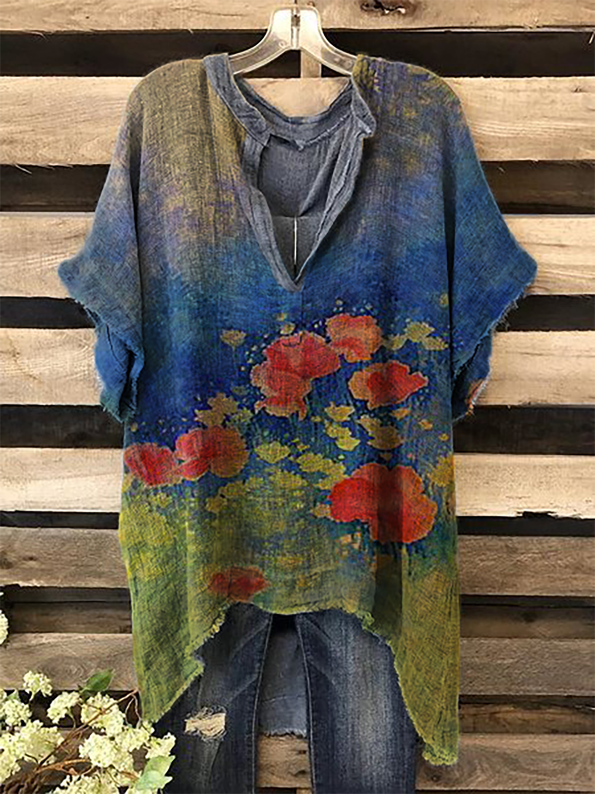 Plus size Poppy Floral Shirts & Tops