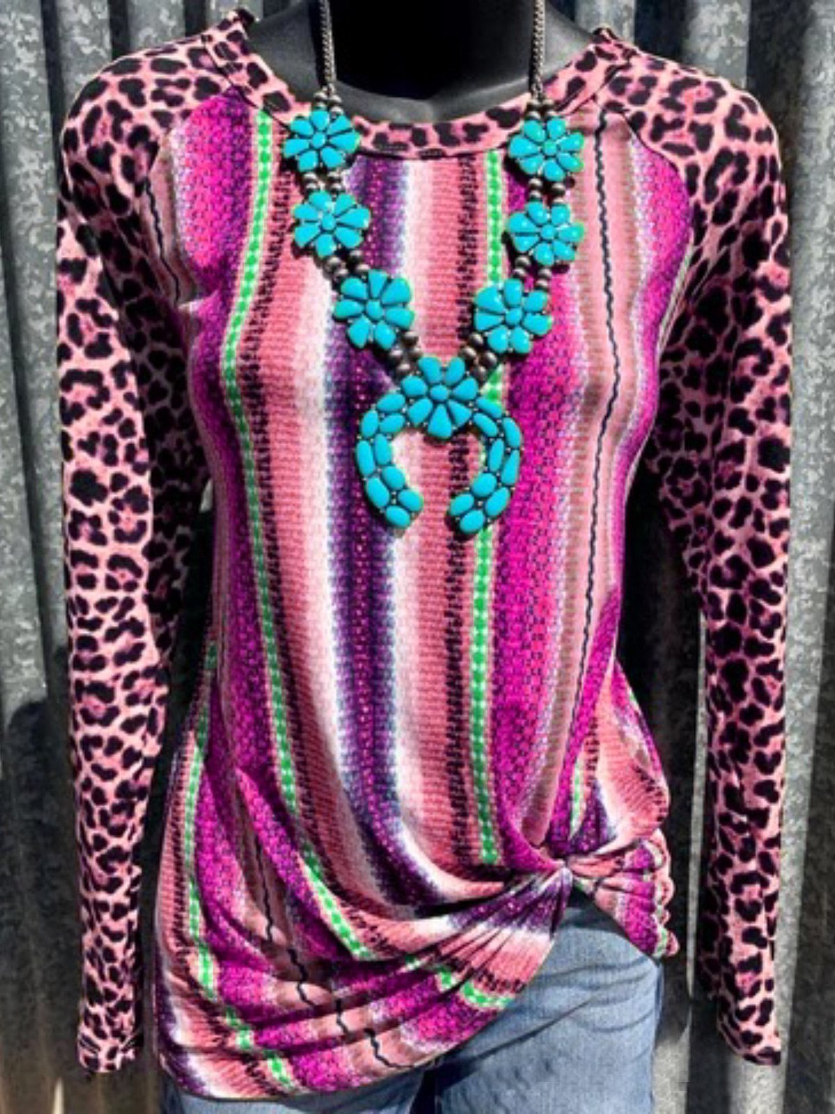 Casual Long Sleeve Plus Size Printed Tops