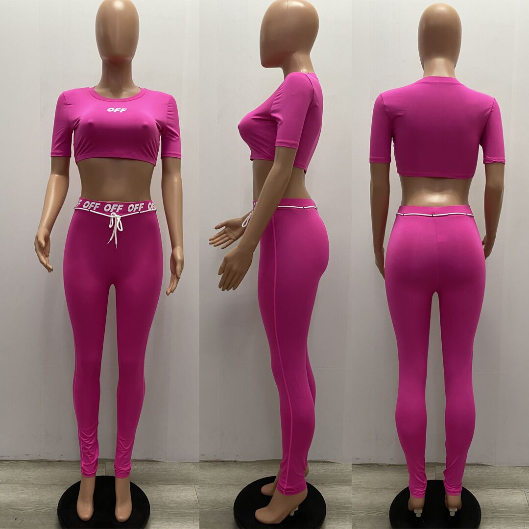 Summer Sports Fitness Crop Top and High Waist Legging Set