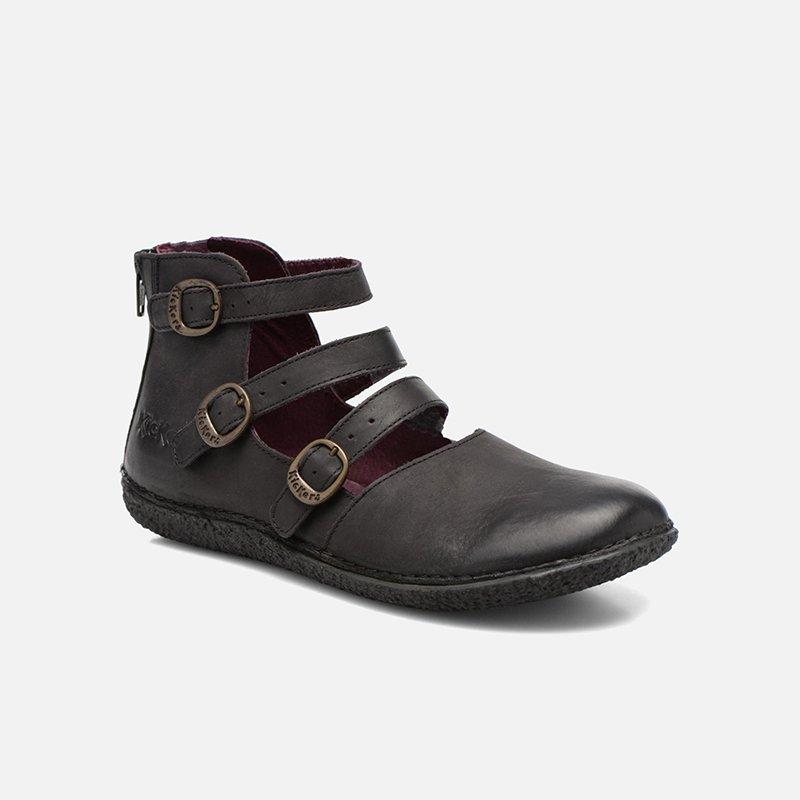 Flat Heel Adjustable Buckle Leather Shoes