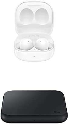 Samsung Galaxy Buds2, White and Wireless Charger Pad EP-P1300B, Black