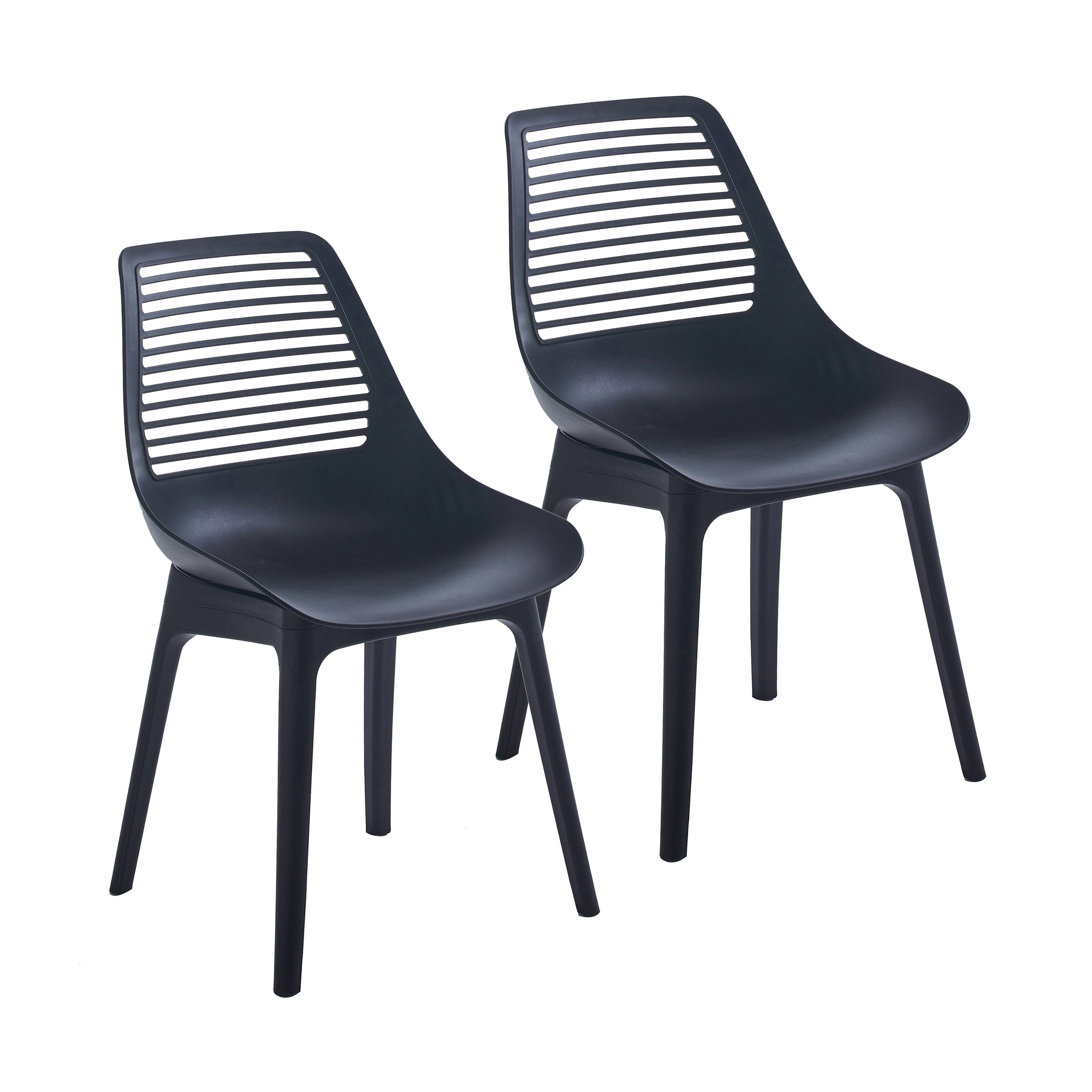 Porthos Home Moe Dining Chairs Set of 2, Sturdy Plastic Shell and Legs - Black