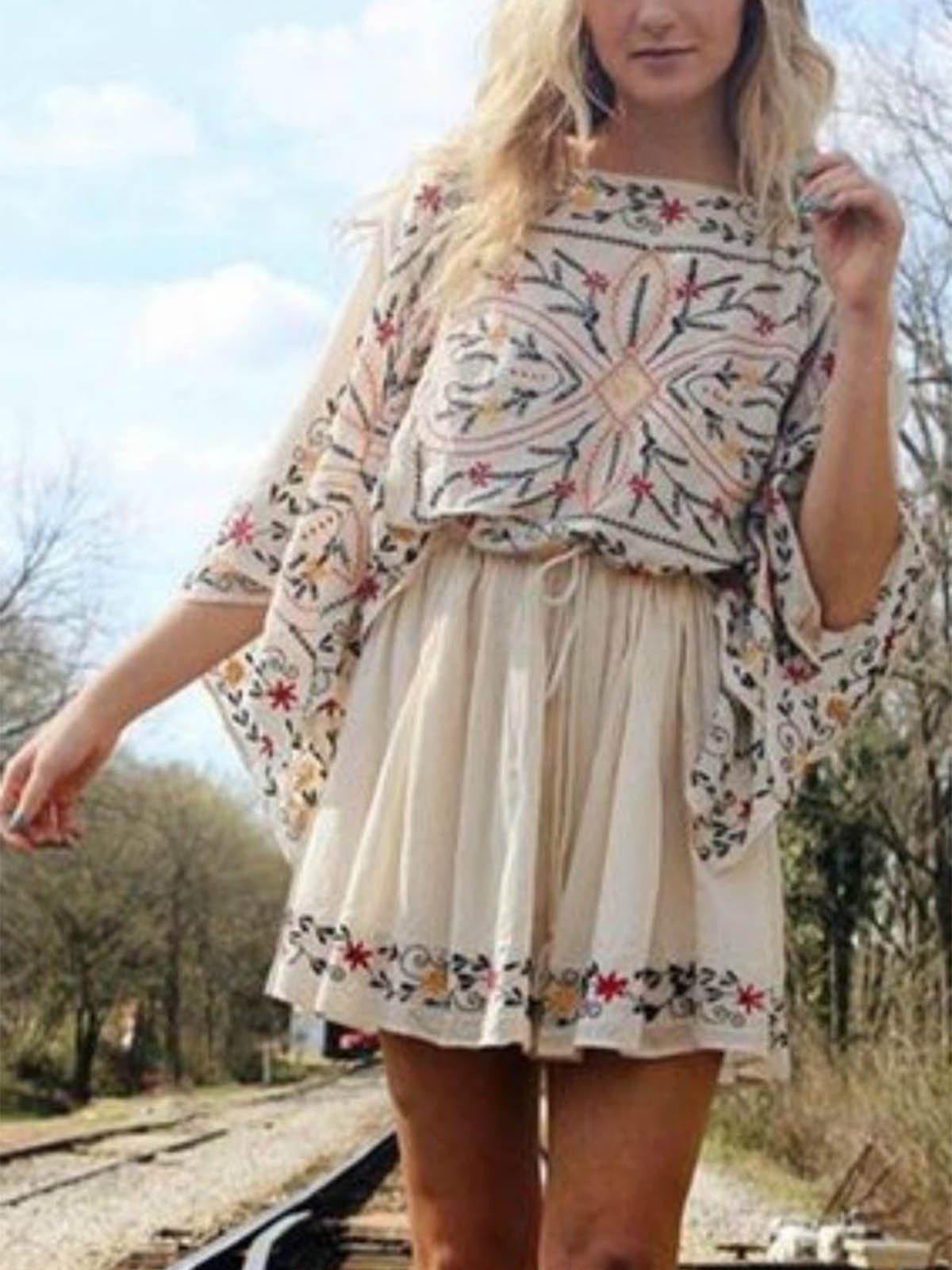 Boho V Neck Floral-Print Dresses
