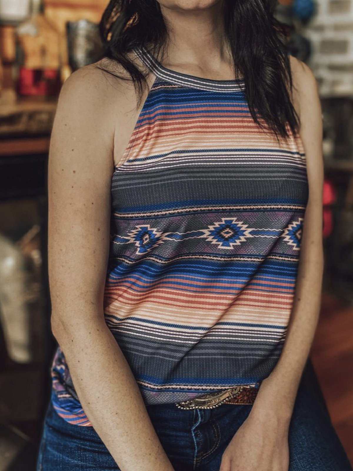 Boho Ombre/tie-Dye Floral-Print Sleeveless Sexy Vests