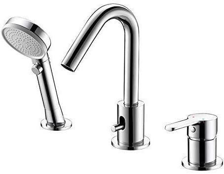 Bathtub Filler Faucet, 3-Hole Deck-Mount Bathtub Faucet Mixer Faucet