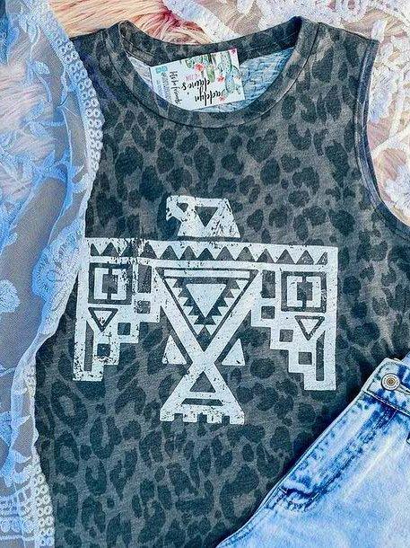 Sleeveless Geometric Color-Block Shirts & Tops