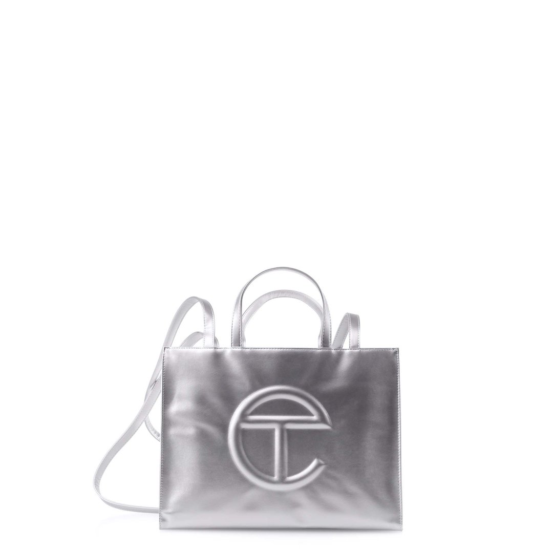 Medium Silver Shopping Bag