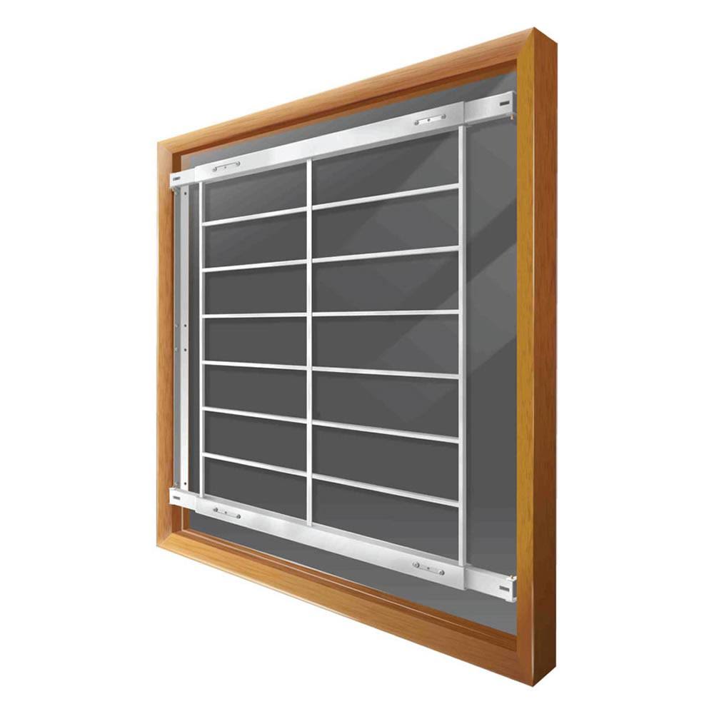 Fixed 62 in. to 74 in. Adjustable Width 8-Bar Window Guard, White