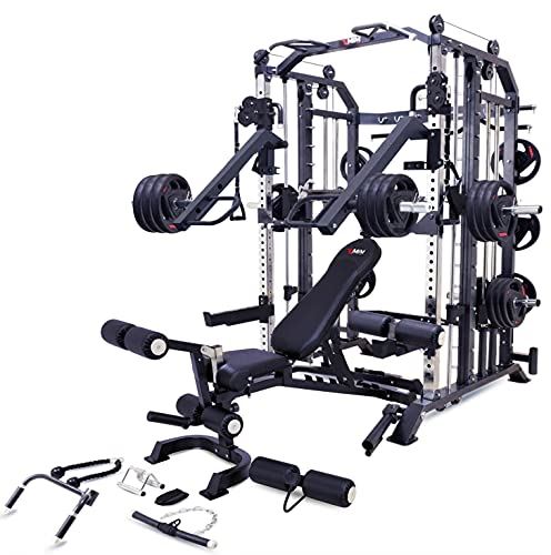 MiM USA Hercules 1001, Commercial Smith, Functional Trainer, Power Cage, Leg Press, Dip Chin, Jammer Arms, Adj. Black