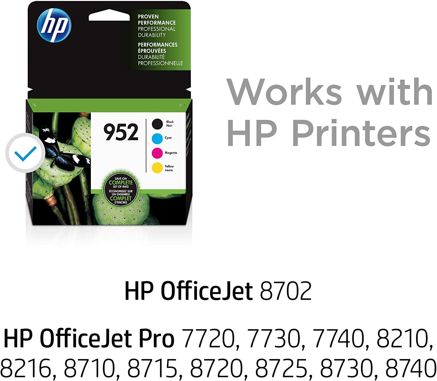 HP 952 | 4 Ink Cartridges | Black, Cyan, Magenta, Yellow | F6U15AN, L0S49AN