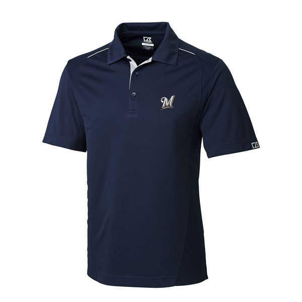 Men's Milwaukee Brewers Cutter & Buck Royal Foss Hybrid DryTec Polo