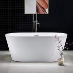 Bathtub Contemporary Soaking Tub with Brushed Nickel Overflow and Drain