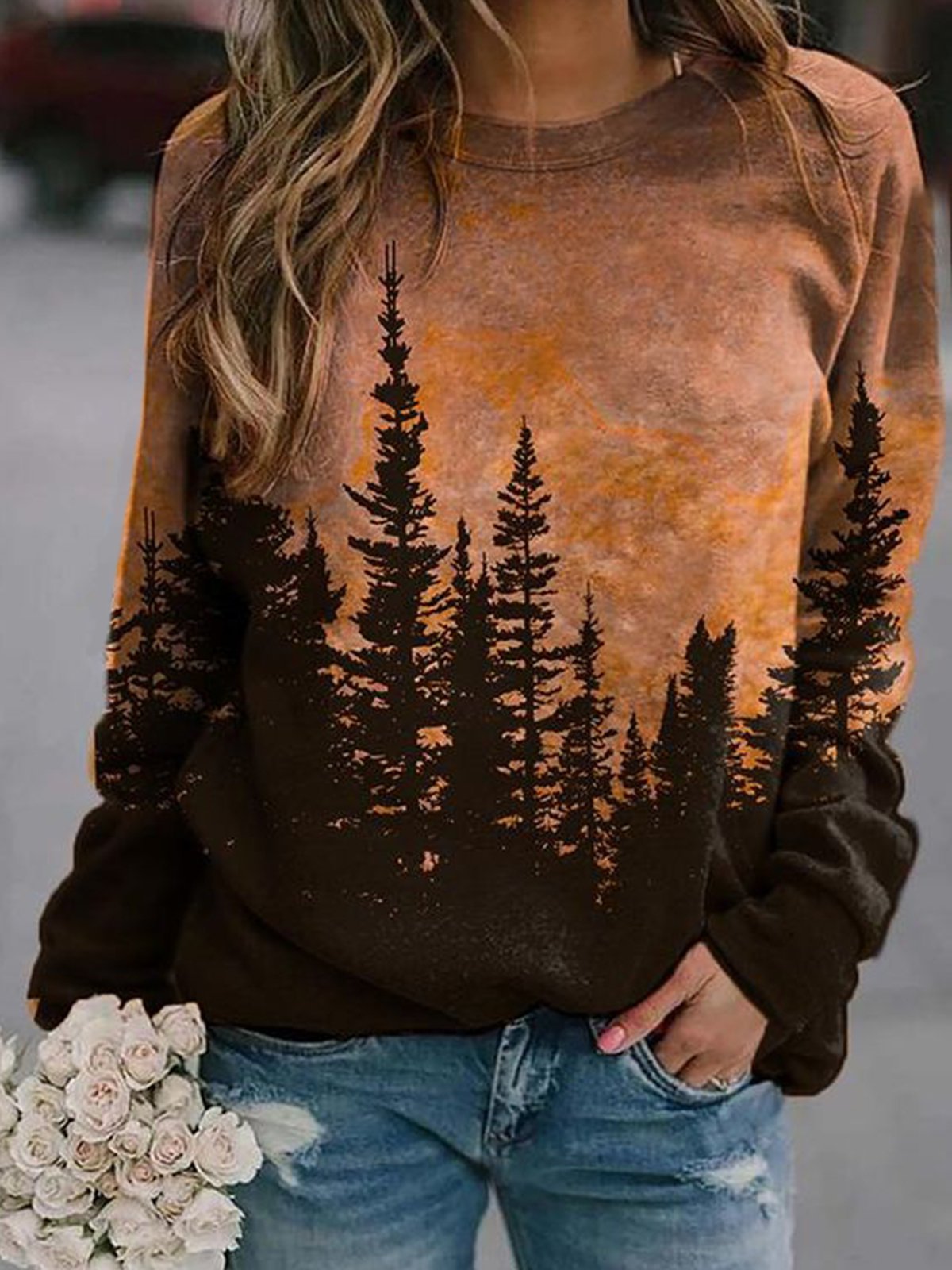 Crew Neck Long Sleeve Casual Animal Sweatshirt