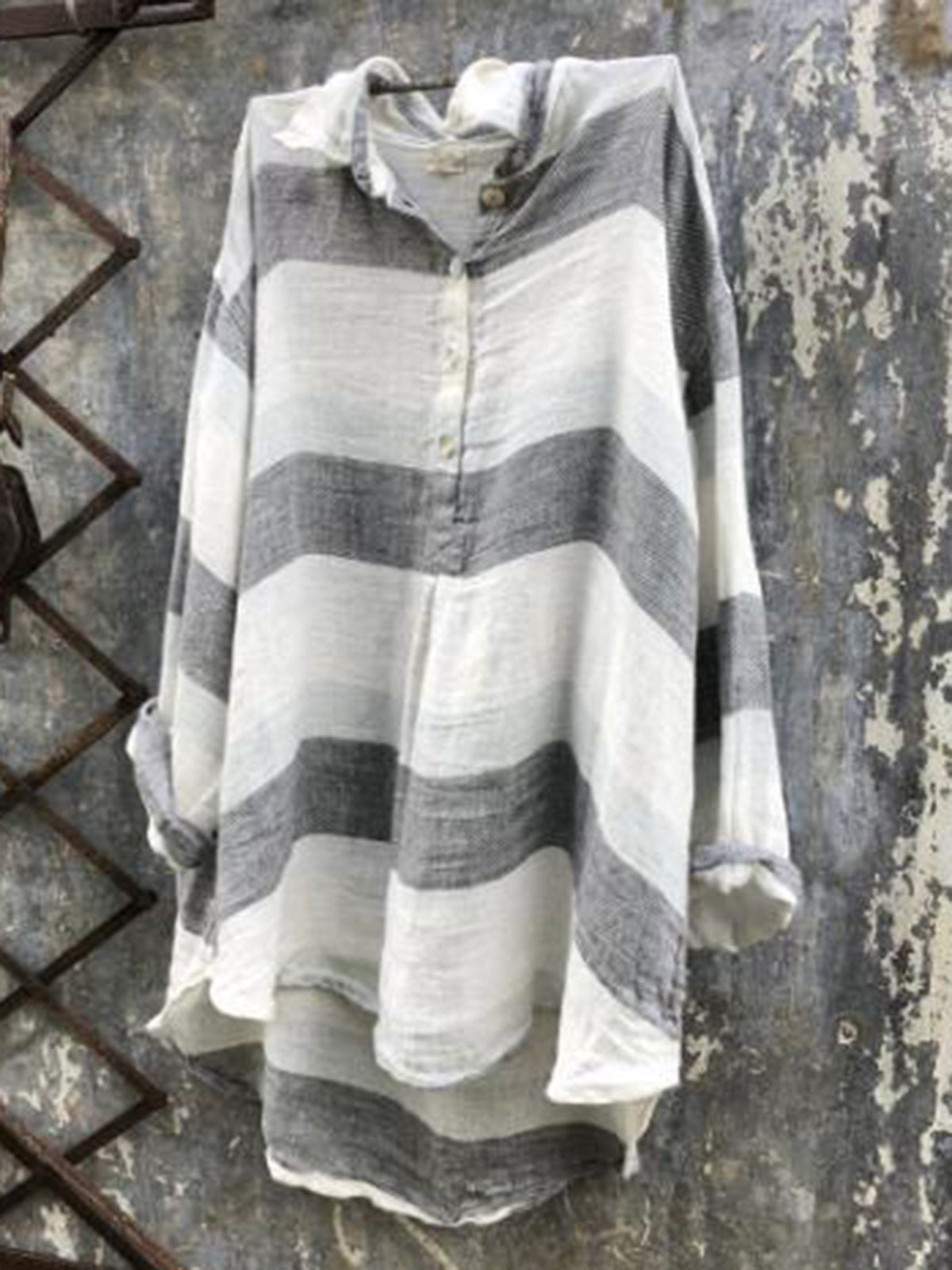 Casual Striped V Neck Shirts