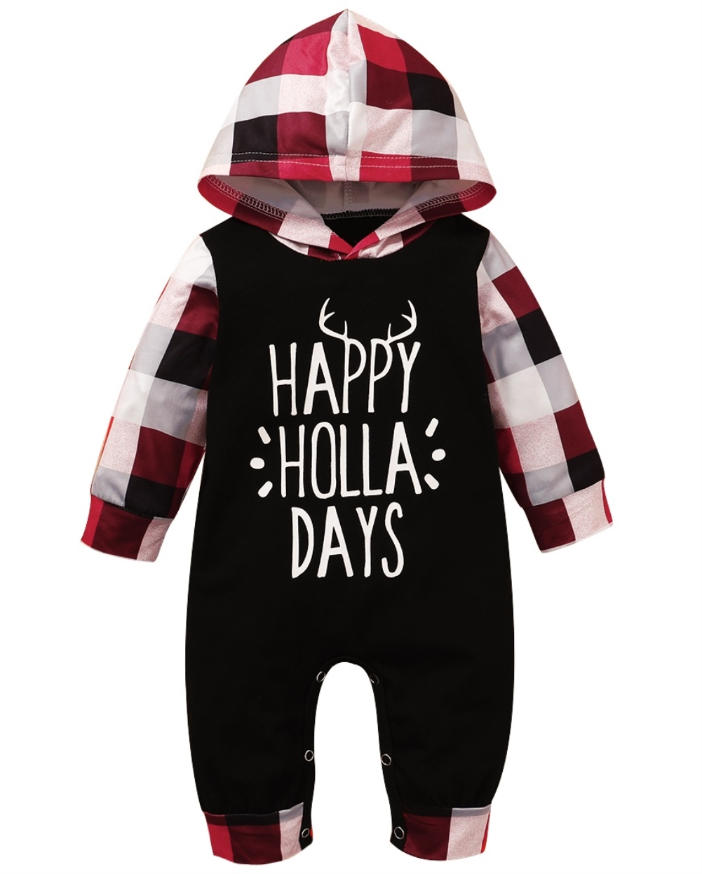 Baby Boy Autumn Plaid Hoodie Rompers