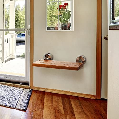 Shower, Wood Shower Stool Fold Down 400 Lbs Capacity Wall Mounted