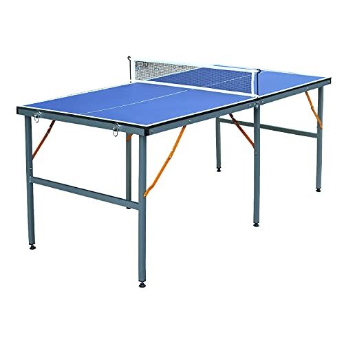 6 ft Table Tennis Table Ping-Pong Tables Set w/ Removable Net for Outdoor/Indoor