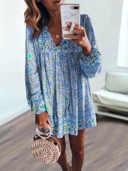 Bohemian long-sleeved dress