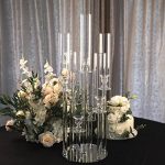 33′′ Tall-7 Arms Crystal Pillar Candle Holders W/Mirror Base for Birthdays,Weddings