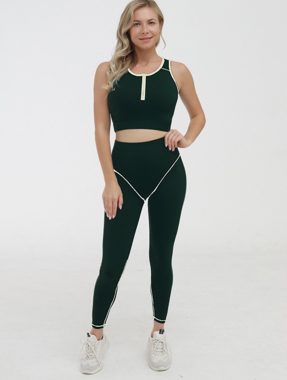 Sports Yoga Sleeveless Crop Top and High Waist Legging Set